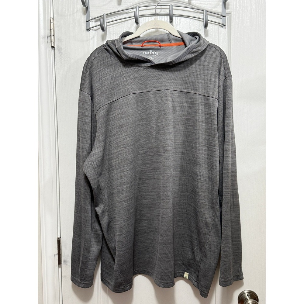 Lake & Trail Mens XXL Gray Space Dye Long Sleeve Performance Hoodie Shirt